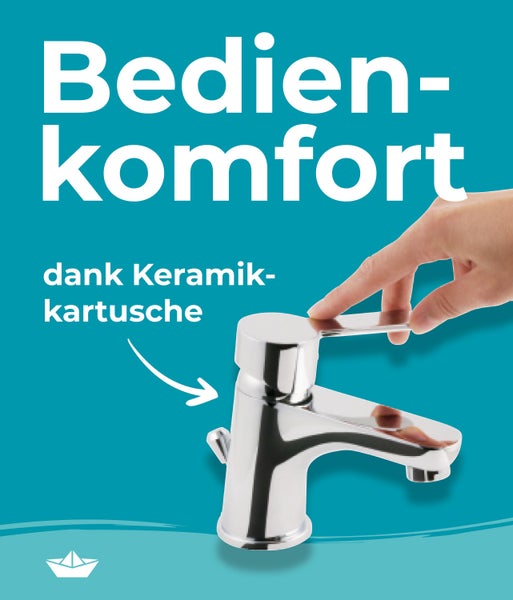 Calmwaters® Wasserhahn Bad - 56 mm Auslaufhöhe - leichte Reinigung - robuster Messingkern - mit Excentergarnitur und 35 cm Anschlussschläuche - Hochdruck Waschtischarmatur Bad, 14PZ2540