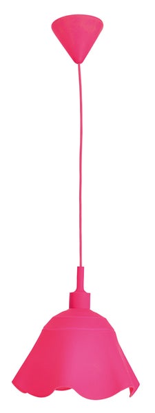Pinke Pendelleuchte mit gewelltem Lampenschirm