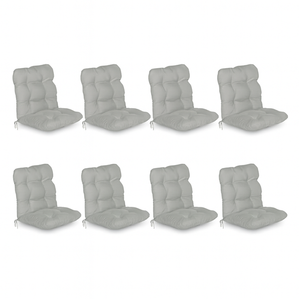Set aus acht Hochlehner Auflagen für Gartenstühle
