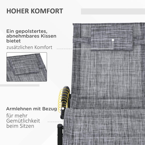 Outsunny Schaukelliege, Gartenliege mit Kopfkissen, 155 x 61 x 88 cm, Texteline, Grau