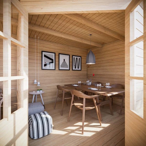 Alpholz Gartenhaus Hanna-40 aus Massiv-holz, Gerätehaus mit 40 mm Wandstärke, Garten Holzhaus inklusive Montagematerial, Geräteschuppen Größe: 598 x 302 cm, Flachdach