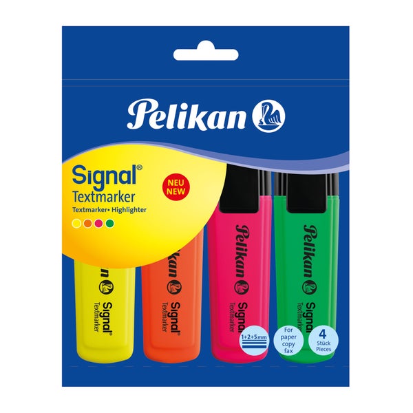 Pelikan Textmarker Signal, farbig sortiert, 4er Set