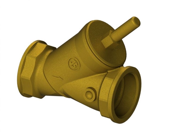 Schrägsitzventil aus Messing mit Innengewinde und Entleerung.