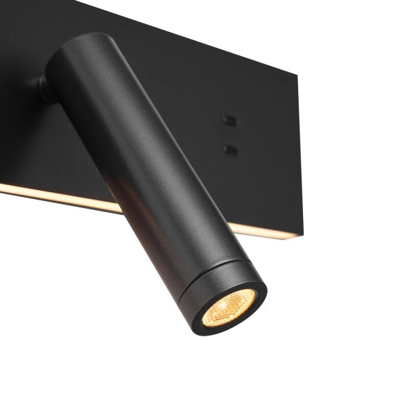 Schwarze LED Wandleuchte mit verstellbarem Spot