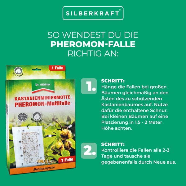 Effektive Kastanienminiermotten-Pheromonfalle zur biologischen Schädlingsbekämpfung – Wetterfeste Multifalle mit Lockstoff – für Kastanienbäume in Garten, Park & Stadtgrün
