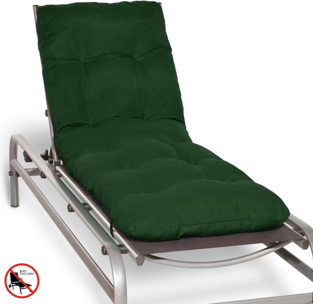 Gesteppte grüne Auflage für Gartenliegen, Sonnenliege nicht im Lieferumfang enthalten.