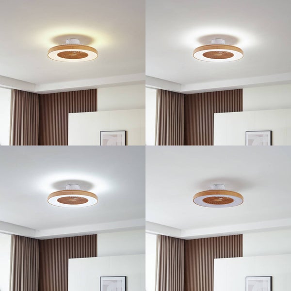 Lindby LED Deckenventilator mit Lampe Teleo dimmbar Leselampe (Modern) (1 flammig, ) - Ventilator Wohnzimmerleuchte