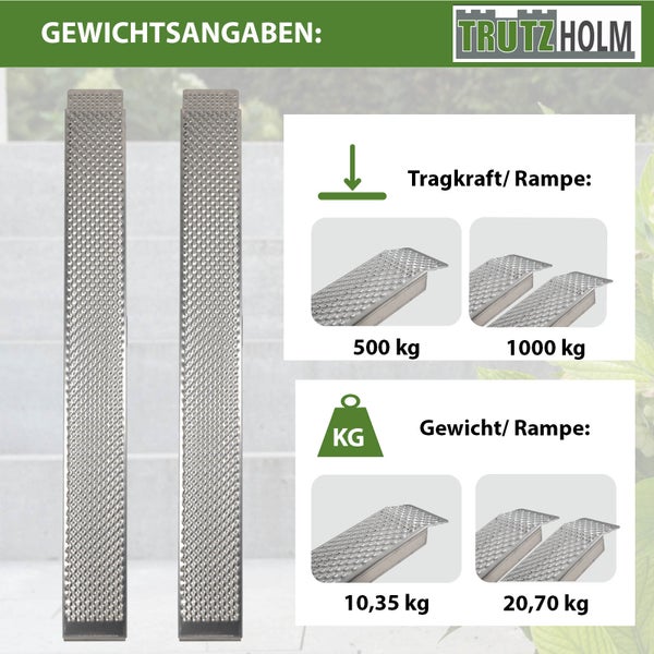 Tragkraft- und Gewichtsangaben für Rampen von TrutzHolm