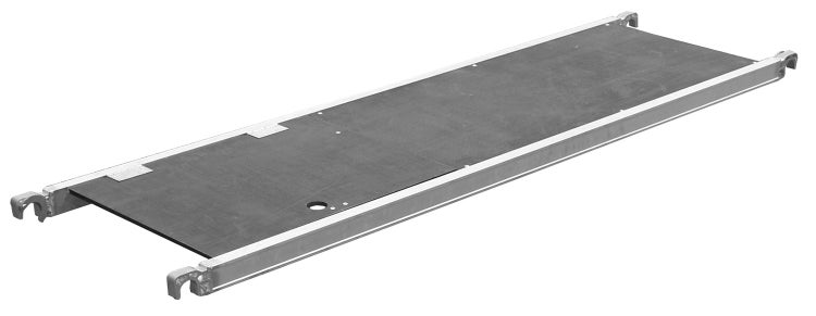 Gerüstbelag aus Aluminium mit Holzplatte