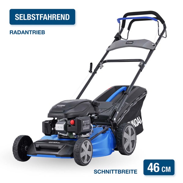 Hyundai Benzinmotor HY170V für Rasenmäher mit 2,9 Kilowatt und 3,9 Pferdestärken sowie Seilzugstart.