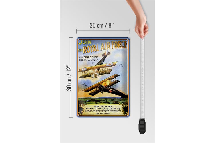 Blechschild Spruch 20x30cm Flugzeug Royal air force Age 18