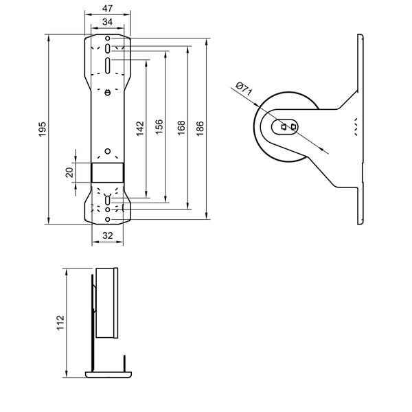 Universal Rollladen-Einlass-Gurtwickler | Lochabstand 108-186 mm | für 5 m Gurt
