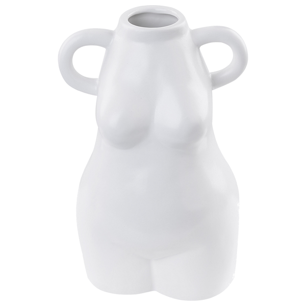 Keramikvase in Form eines weiblichen Torsos mit seitlichen Henkeln.