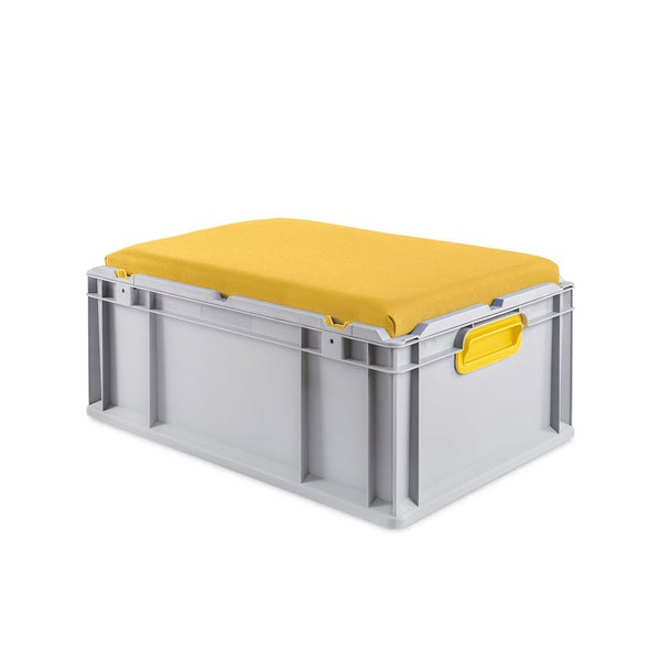 PROREGAL Eurobox NextGen Seat Box Gelb HxBxT 26,5 x 40 x 60 cm 44 Liter Griffe Geschlossen Eurobehälter Sitzbox Transportbox