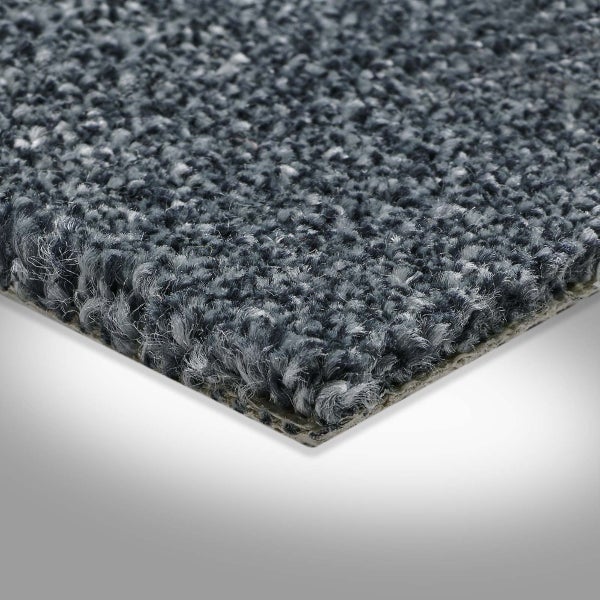 Teppichboden Meterware blau Velours Auslegware dunkelblau auch für Treppenstufen im Wohnbereich 500 cm Breite (Meterware)