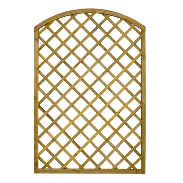 Holzzaun mit Rautenmuster vor Landschaft