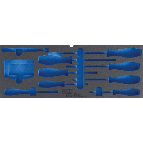 BGS technic Werkzeugeinlage aus Schaumstoff für Schraubendreher, Modell 3343, zweifarbig.