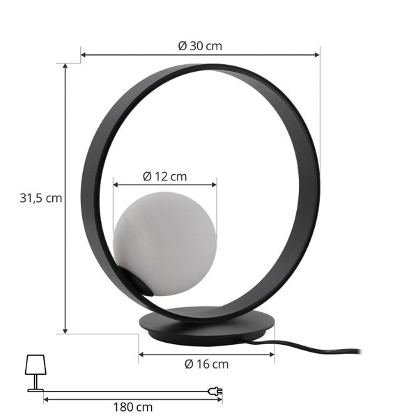 Lucande LED Tischlampe Luneo dimmbar (Modern) in Schwarz aus Metall (1 flammig, ) - Tischleuchte Schreibtischlampe Nachttischlampe Wohnzimmerleuchte