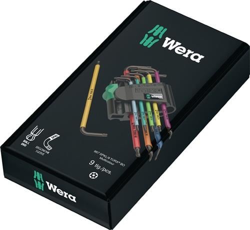 Wera Logo, Set mit 9 Torx-Schlüsseln mit Haltefunktion