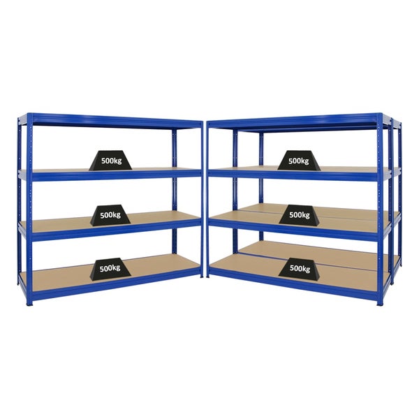 PROREGAL Mega Deal 3er-Sparset Profi-Schwerlastregal DINO HxBxT 180x180x60cm Fachlast 500kg Blau