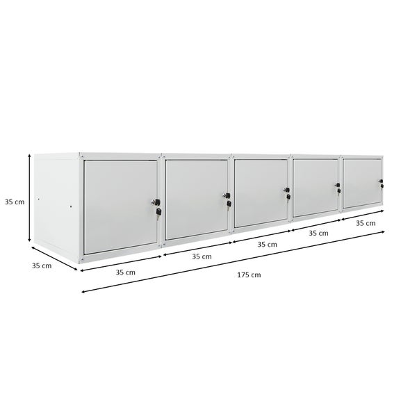 PROREGAL Mega Deal 5x Schließfachwürfel Cubic HxBxT 35 x 35 x 35 cm Grau