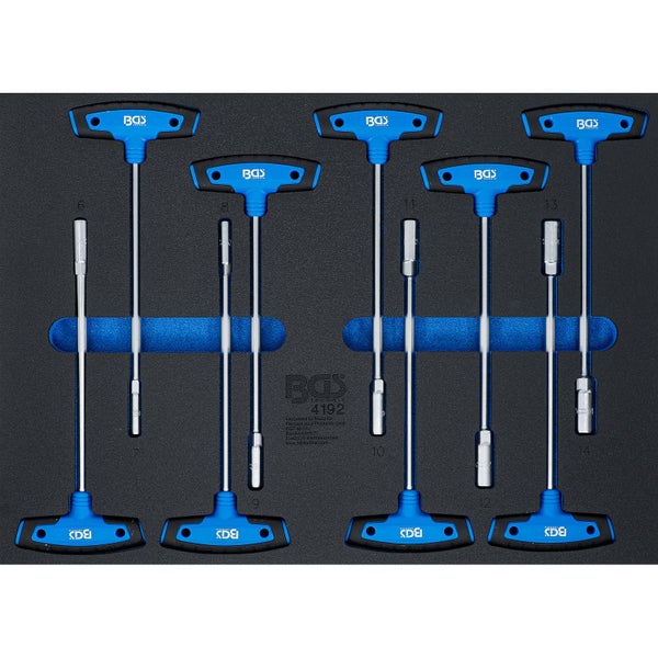 BGS technic T-Griff-Steckschlüssel-Satz, 9-teilig, in Schaumstoffeinlage, Größen 6 bis 14 Millimeter.