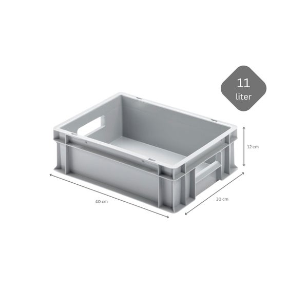 PROREGAL SuperSparSet 16x Eurobehälter mit Offenem Griff und Scharnierdeckel HxBxT 12 x 30 x 40 cm 11 Liter Grau Eurobox Transportbox