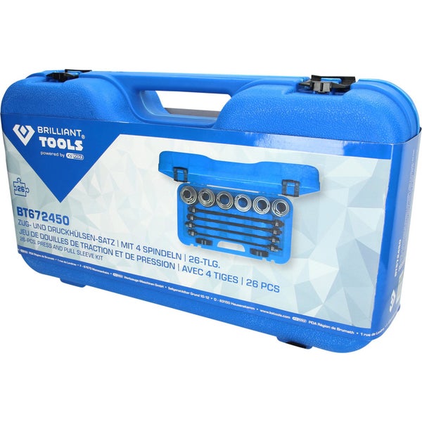 BRILLIANT TOOLS Zug- und Druckhülsen-Satz mit 4 Spindeln 26tlg. - BT672450