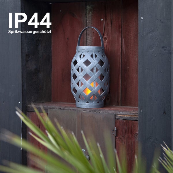 Dekorative Laterne mit IP44 Kennzeichnung Spritzwassergeschützt