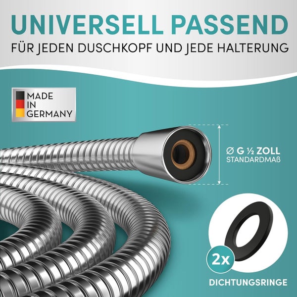 ENGELBACH Brauseschlauch  1,25m x ½” - Edelstahl - Doppelter Verdrehschutz