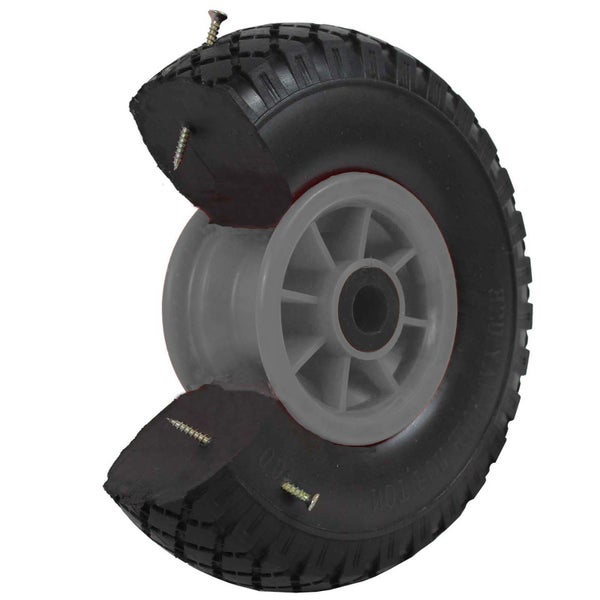 Rad mit Schrauben im Reifenquerschnitt