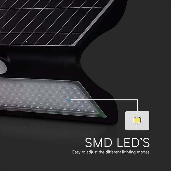 V-TAC VT-767-7-B - Schwarze Solar-Wandleuchten - IP65 - 8W - 850 Lumen - 4000K