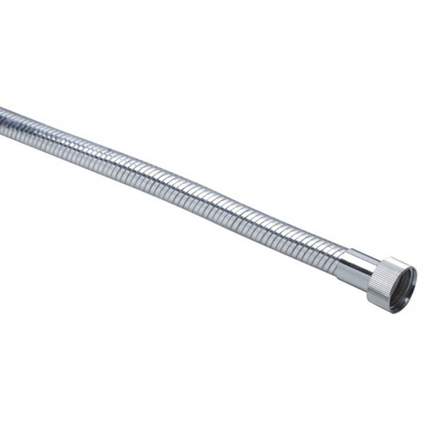 Flexibler Brauseschlauch aus Metall mit Gewindeanschlüssen für Duscharmaturen.