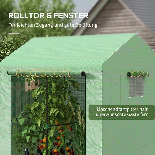 Outsunny Foliengewächshaus, Gewächshaus, 200 x 140 x 200 cm, PE, Grün