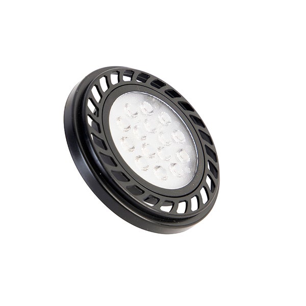 Rundes LED Leuchtmittel mit schwarzem Gehäuse und mehreren Dioden.