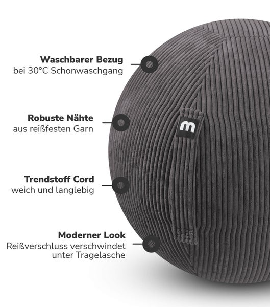 Sitzsack mit PVC-Innenball, Luftpumpe und Pumpenadapter