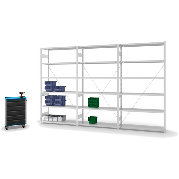PROREGAL Fachbodenregal Stecksystem T-Profil Heavy-Duty Grundregal HxBxT 250 x 130 x 40 cm 6 Ebenen Fachlast 315 kg Einseitig Nutzbar Lichtgrau