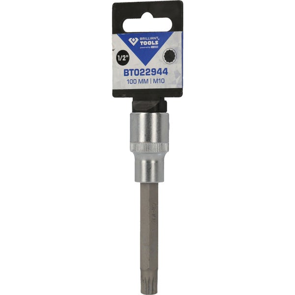 BRILLIANT TOOLS 1/2 Vielzahn-Bit-Stecknuss 100 mm lang M10 - BT022944