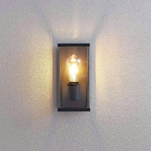Lindby Wandlampe aussen IP44, Außenwandleuchte Aluminium Glas Wandleuchte anthrazit Außenbeleuchtung Wand für Hof Garten Terrasse Balkon Aussenleuchte