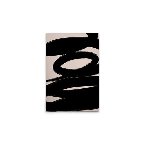 Gemälde mit schwarzen, wirbelnden Pinselstrichen auf Leinwand
