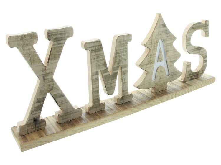 FRANK FLECHTWAREN | Schriftzug XMAS, 44 x 5,5 x 18 cm, KIEFER, PAPPEL
