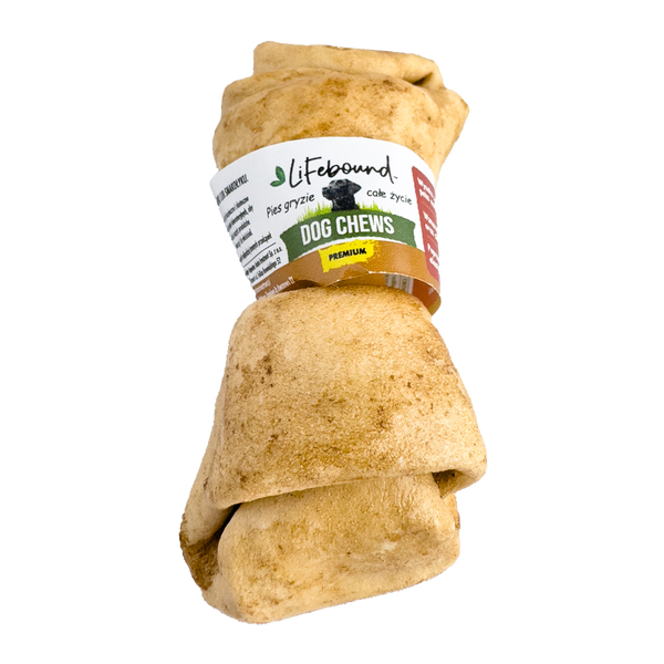 Lifebound - Natürlicher Kauknochen für Hunde aus Kalbshaut in Knochenform mit Erdnussbuttergeschmack - 10 Stück - Größe S