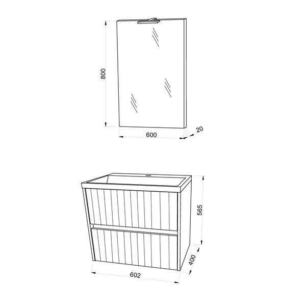 60 cm Möbelset für das Badezimmer | Cortina