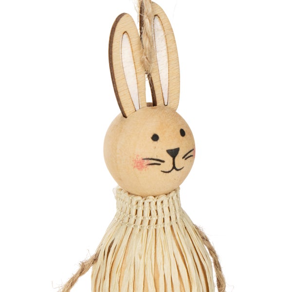 Osterhase Anhänger aus Holz und Bast