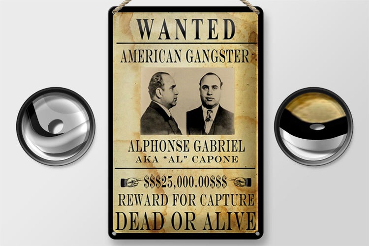 Blechschild Spruch 20x30cm wanted Alphonse Gabriel american