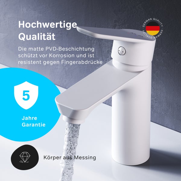 AM.PM Waschtischarmatur mit Einhebelmischer FTA82233 Hit Weiß matt