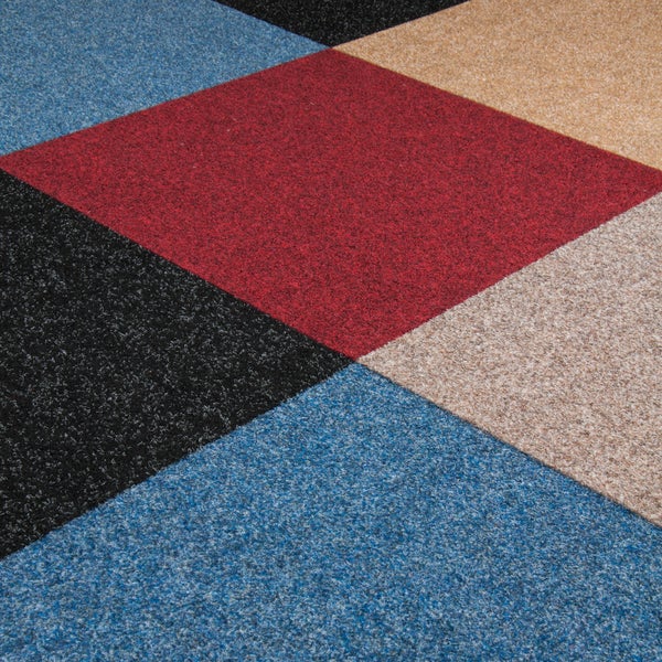 Teppichfliesen aus Nadelfilz selbstliegend Nadelvlies Teppich Fliesen in 50x50 cm ideal als Messeteppich Schatex Teppichbodenfliesen schwarz