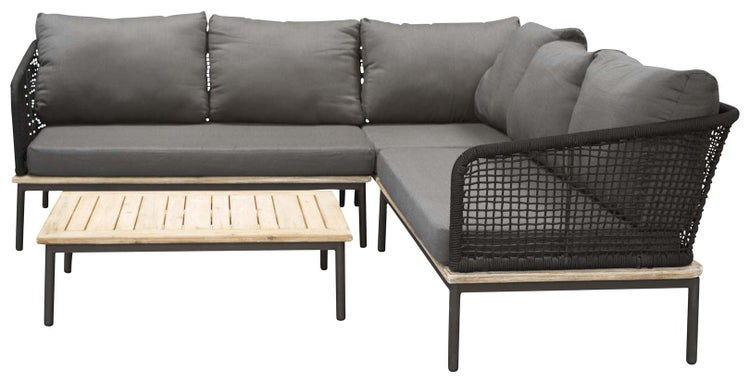 Andorra Lounge-Set 2 Teile schwarz,natur. 60 X 90 X 27 cm