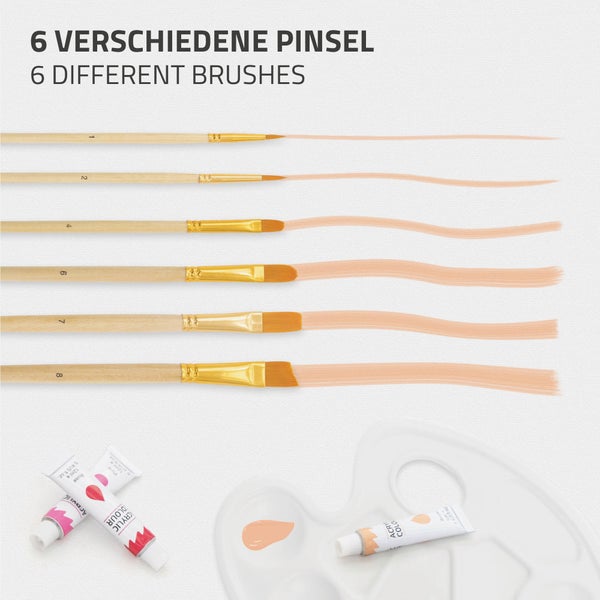 ECD Germany 34tlg. Acryl Malset mit Staffelei, Acrylfarben Set mit Kofferstaffelei, 24 Acrylfarbe, Keilrahmen, Leinwand, Pinsel und Malzubehör, Tischstaffelei, Holz Malkoffer, für Künstler & Anfänger