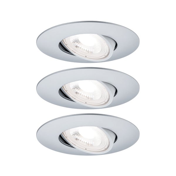 Drei schwenkbare LED Einbaustrahler für Deckenmontage